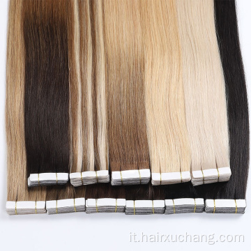 Nastro doppio disegno europeo estensioni di capelli umani di alta qualità Remy naturale a trama di trama estensione del fornitore